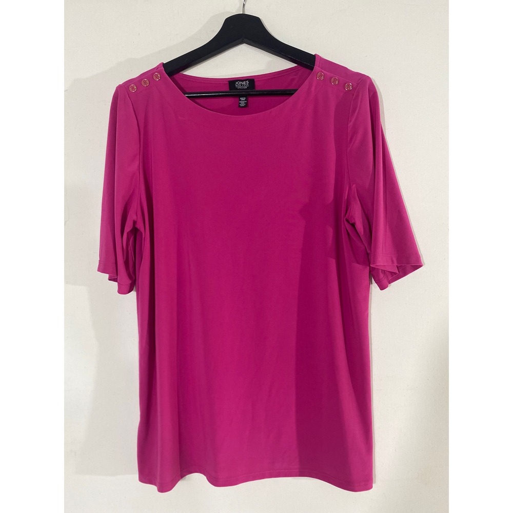 Jones New York Top Women Large Pink Excellent Button Shoulder Blouse